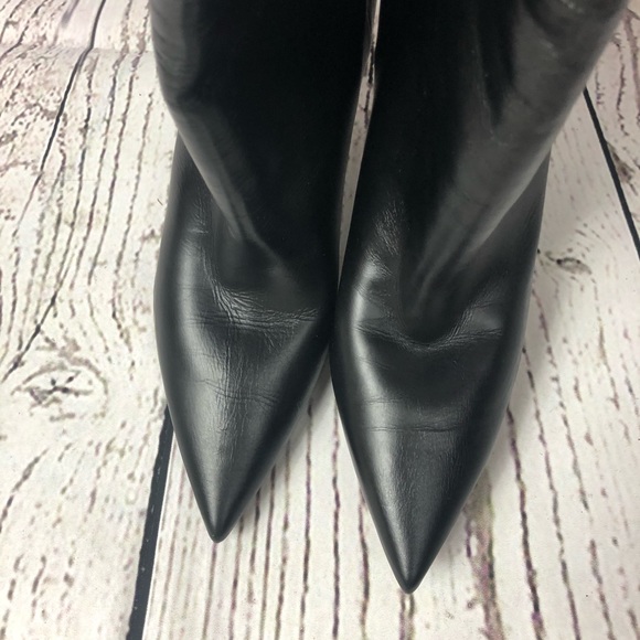 Saint Laurent Tall Slouch Leather Boots Black Knee High YSL 37 - Picture 6 of 16